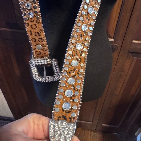 Leopard Print Rhinestone Belt - Picture 4 of 6